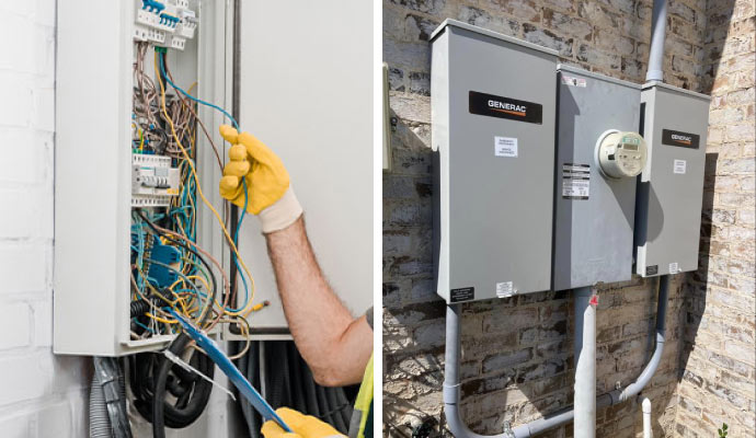 Collage of electrical service and electrical repair