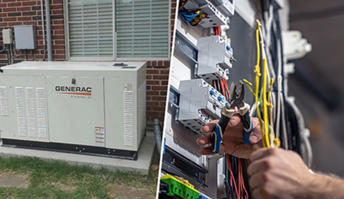 Expert repairing generac generator.