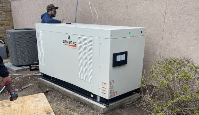 A person is repairing generator