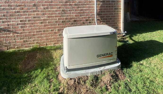 A well-maintained-generator installed outside of a building