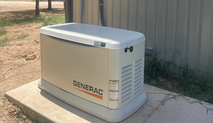 Close-up view of an installed Generac generator