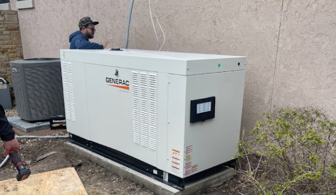 Expert Team installing a new generac generator