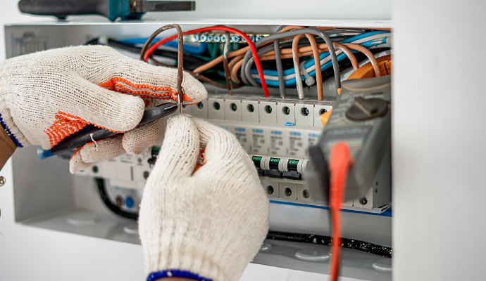 A person repairing a circuit