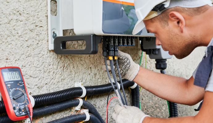 Person installing electrical system